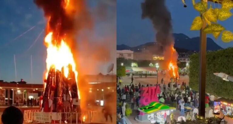 Incendio del Árbol de Navidad Monumental en Michoacán: Protesta por el Asesinato de una Mujer