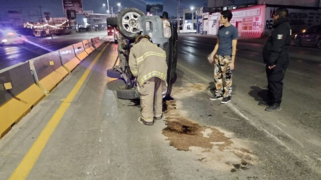 Accidente de volcadura en la Carretera Torreón-San Pedro: Jovencita de 20 años a exceso de velocidad