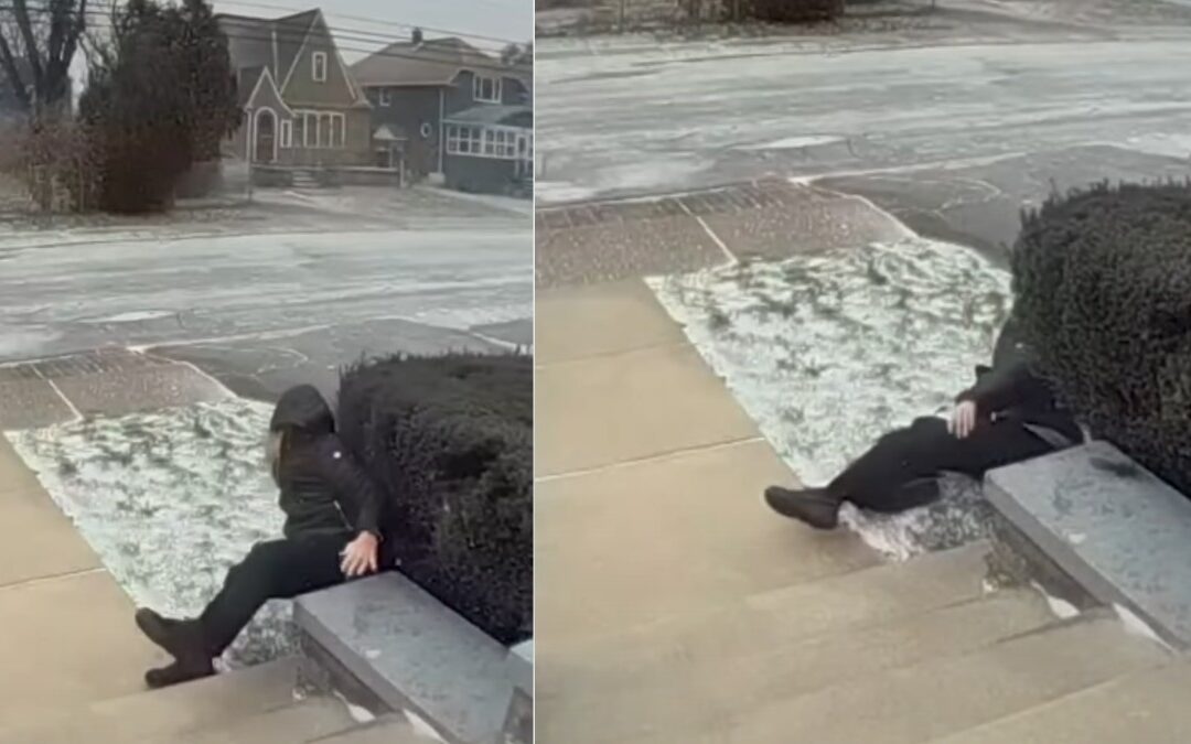 ¡Impactante! Abuelita vuela varios metros debido a los vientos fuertes en la tormenta invernal