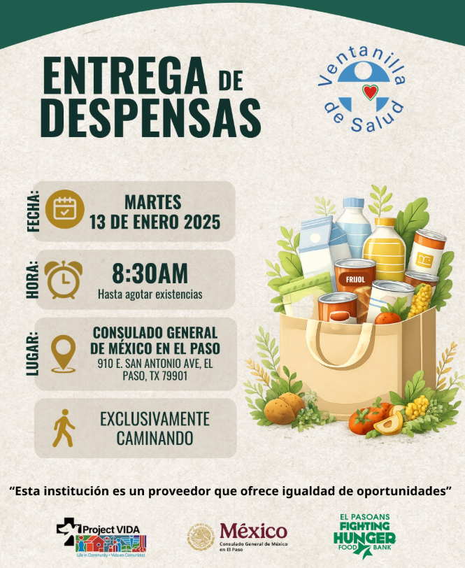 Entrega de Despensas en el Consulado General de México en El Paso para Apoyar a la Comunidad